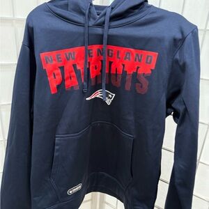 NFL Team Apparel Navy New England Patriots Hoodie with Red Details